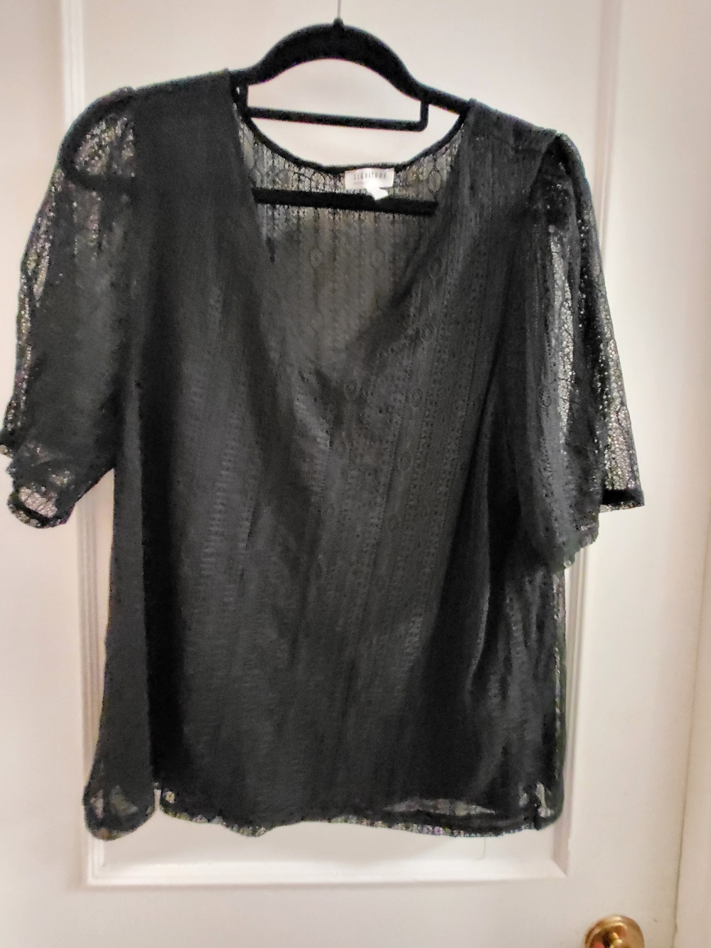 Reitmans Black Lace Short Sleeve Blouse Size 2x